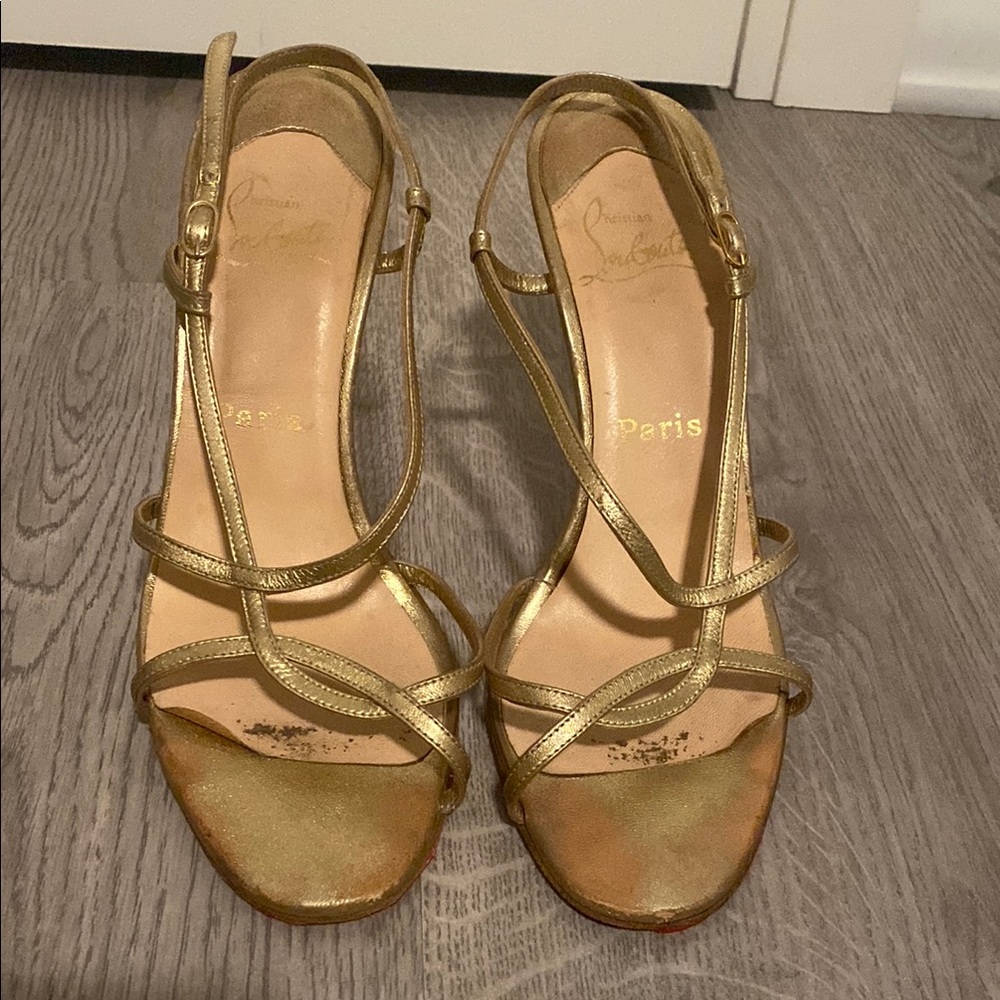 Christian Louboutin Gold Strappy Women's Sandals